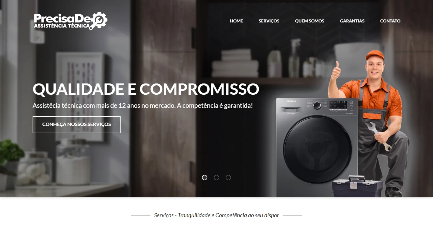 Página inicial do site PrecisaDe
